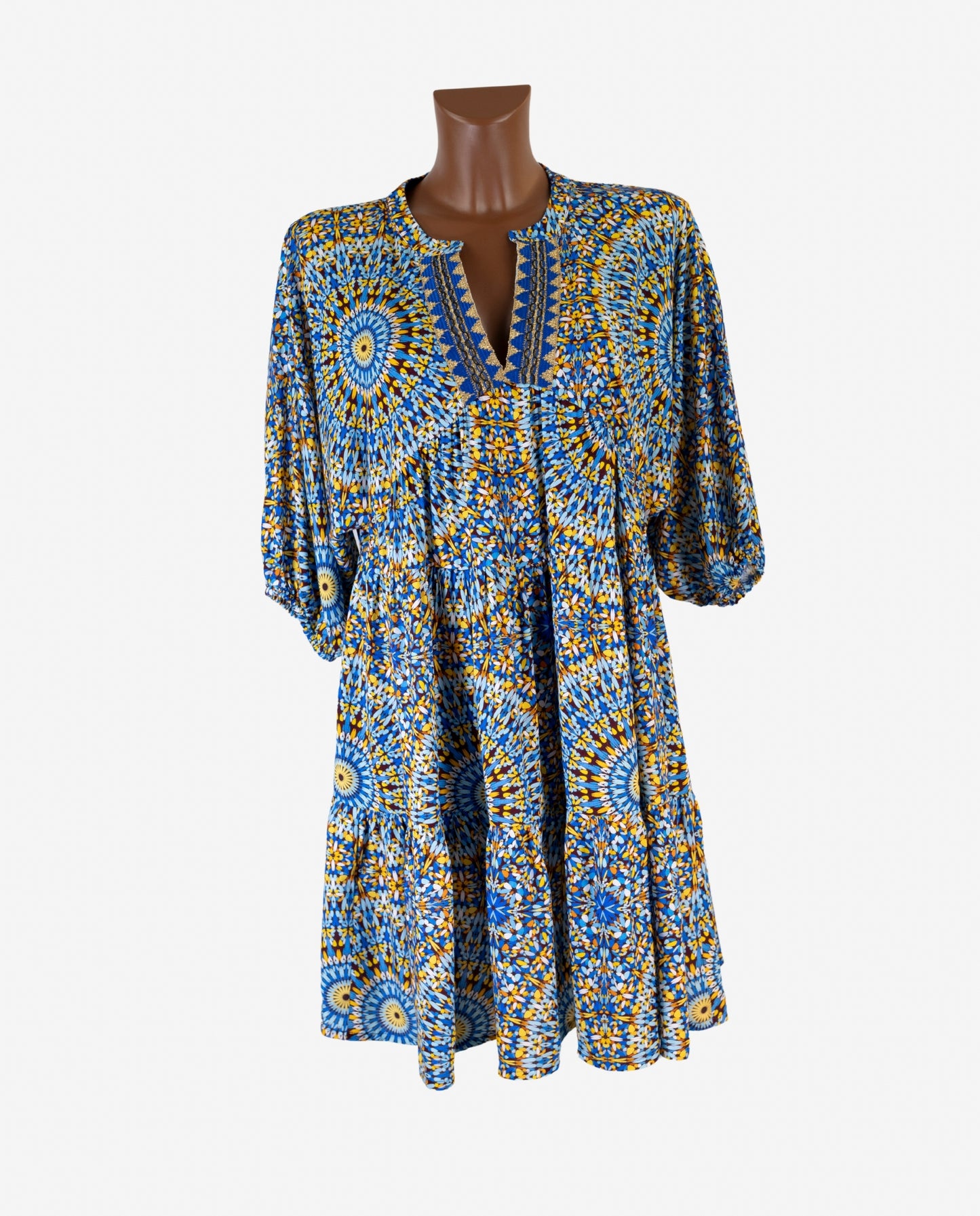 Caftano Corto Fantasia Mandala Azzurro — 2Bekini