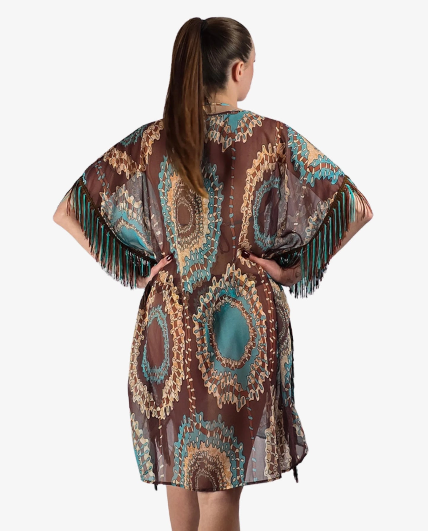 Kimono Corto Miss Bikini Fantasia Moro e Turchese