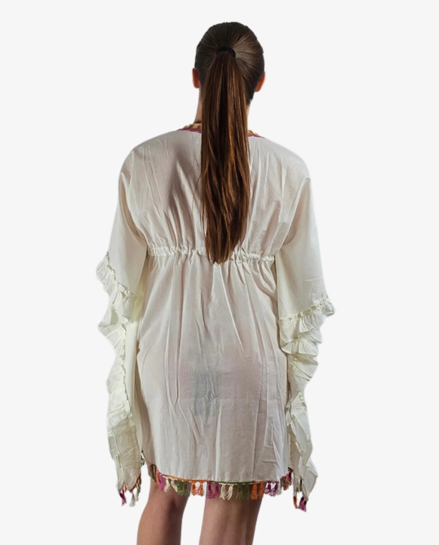 Kimono Corto Miss Bikini Bianco Ricamo