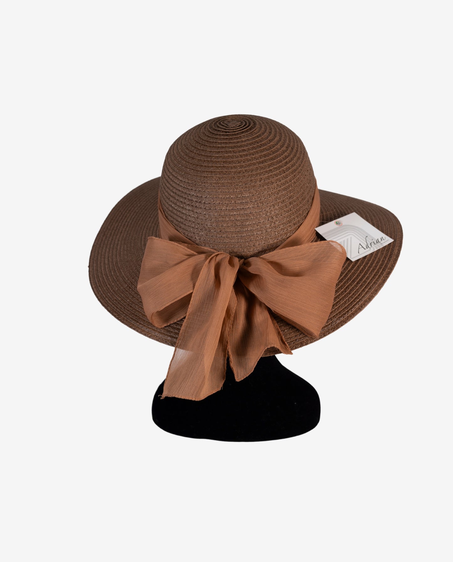 Cappello Floppy Cioccolato Nastro Rosa Antico - Adrian