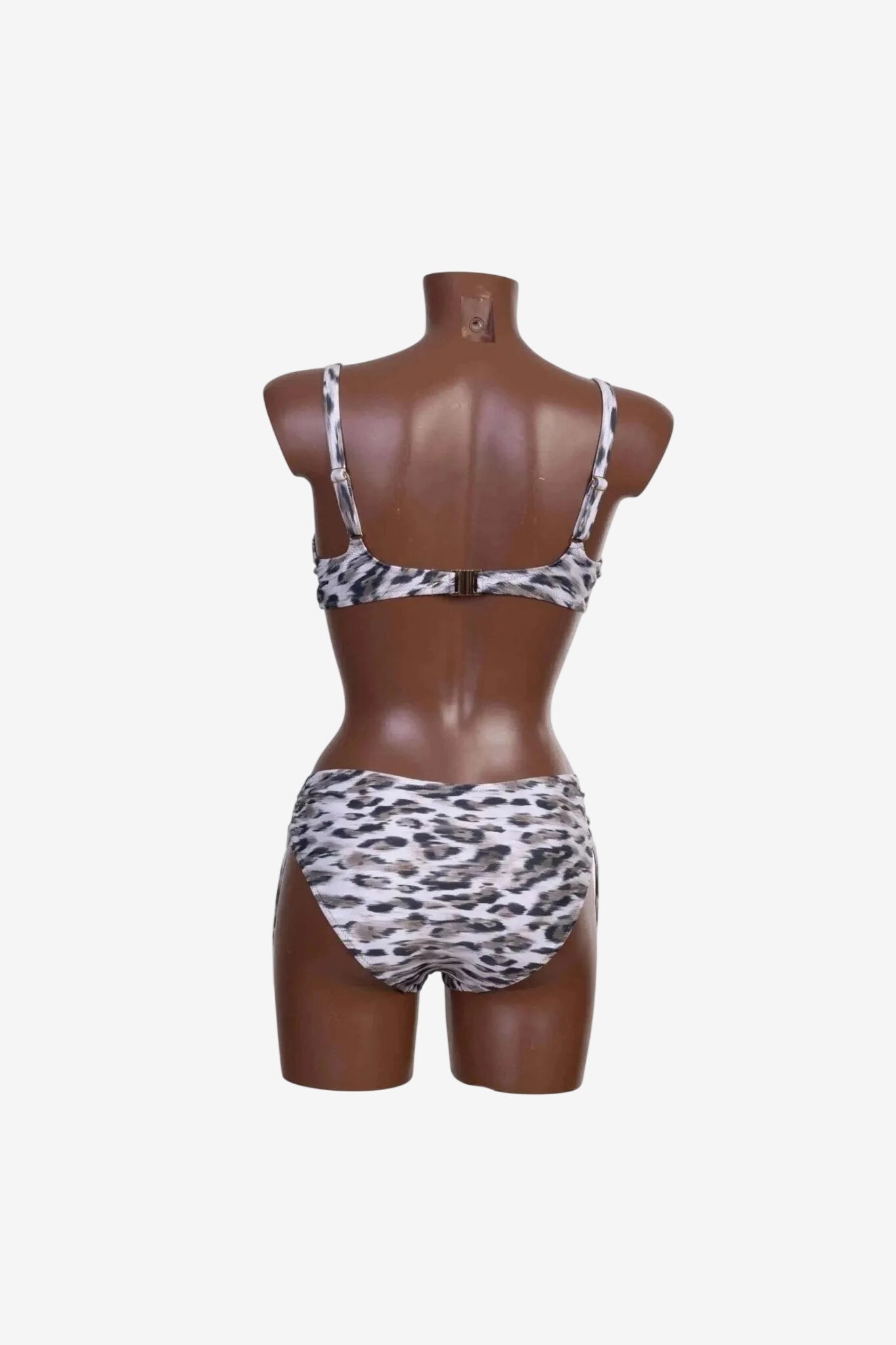 Bikini Roidal con ferretto e coppa C caratterizzato da una stampa animalier su fondo bianco.