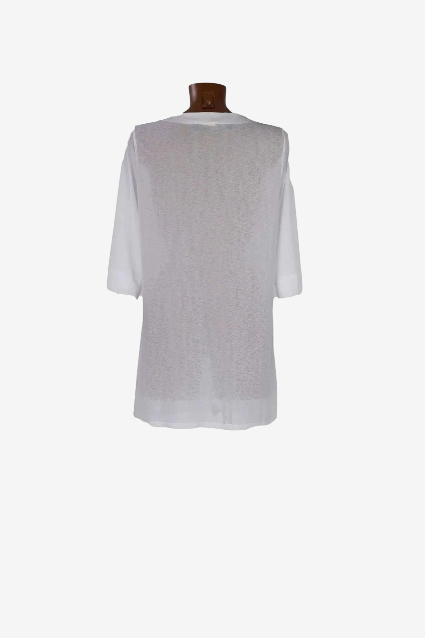 Kaftano corto Roidal bianco in poliestere leggero con maniche a tre quarti.