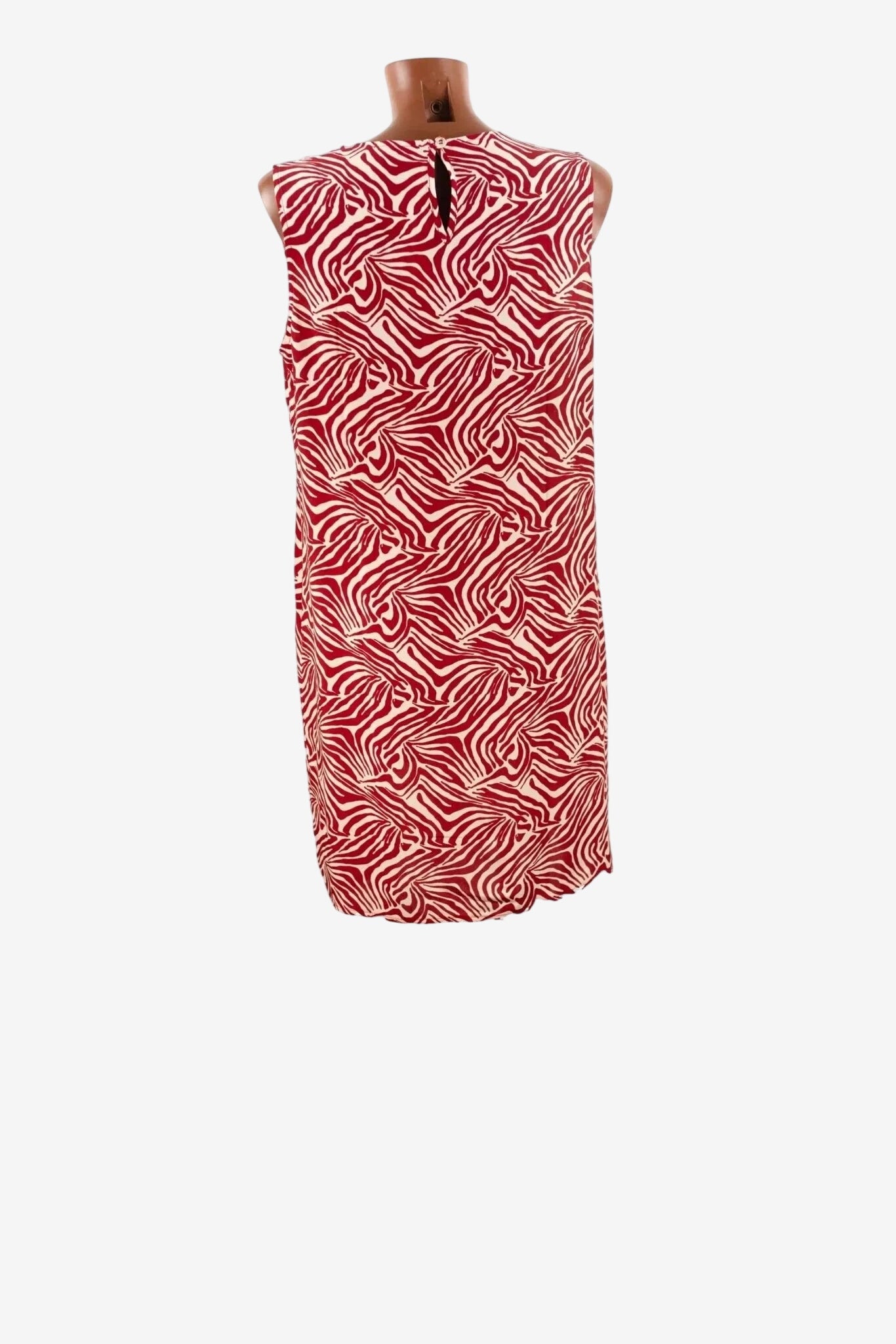 Abito corto Bikini Mi.Ma senza maniche con stampa zebrata bordeaux e beige.