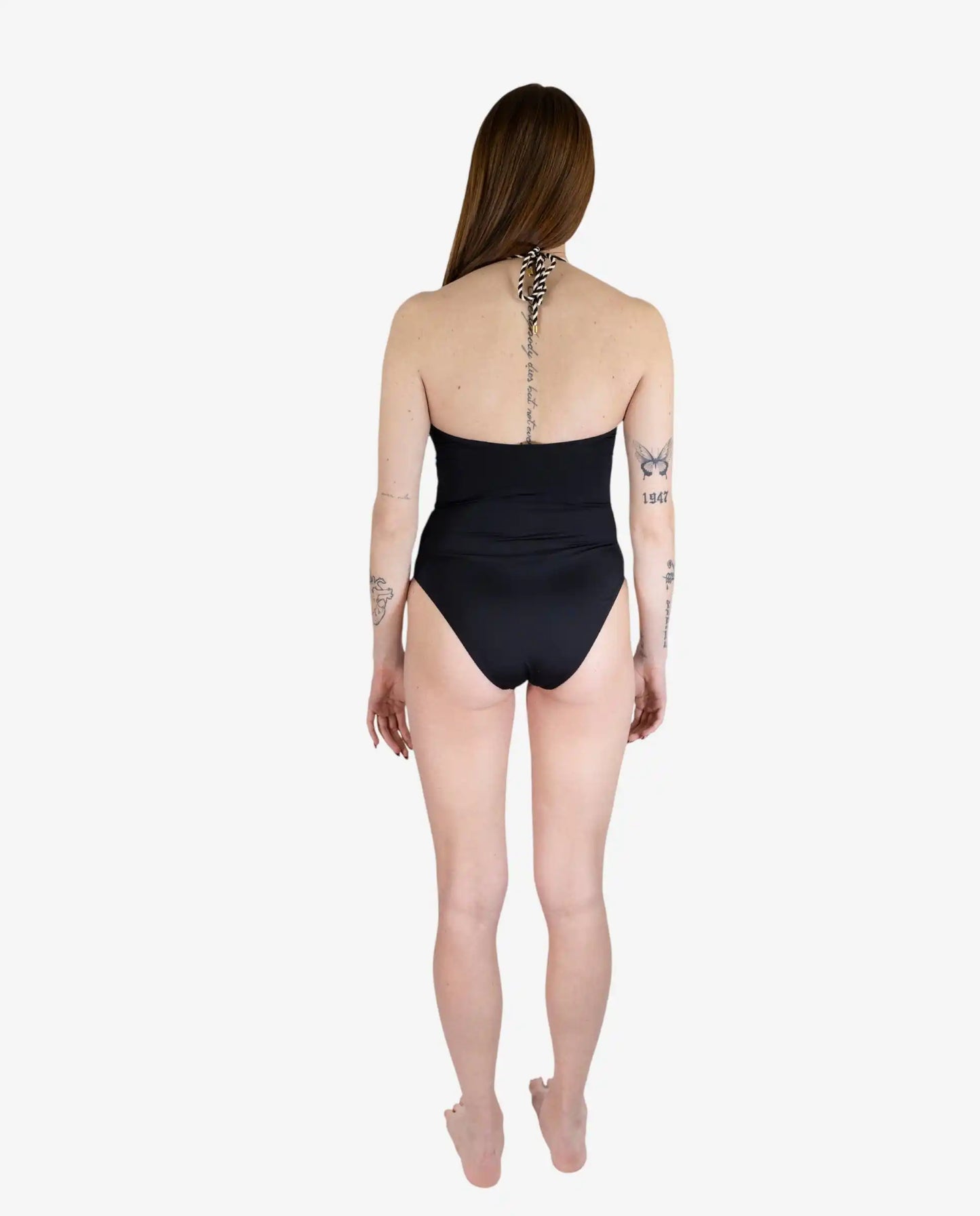 Costume Intero Stampa Tropicale Nero – Vacanze Italiane