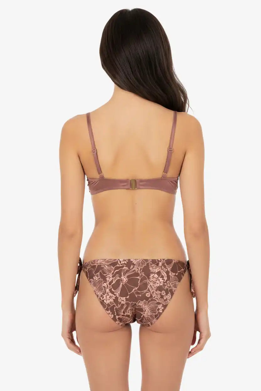 Bikini Marrone/Pesca Floreale - Vista Retro