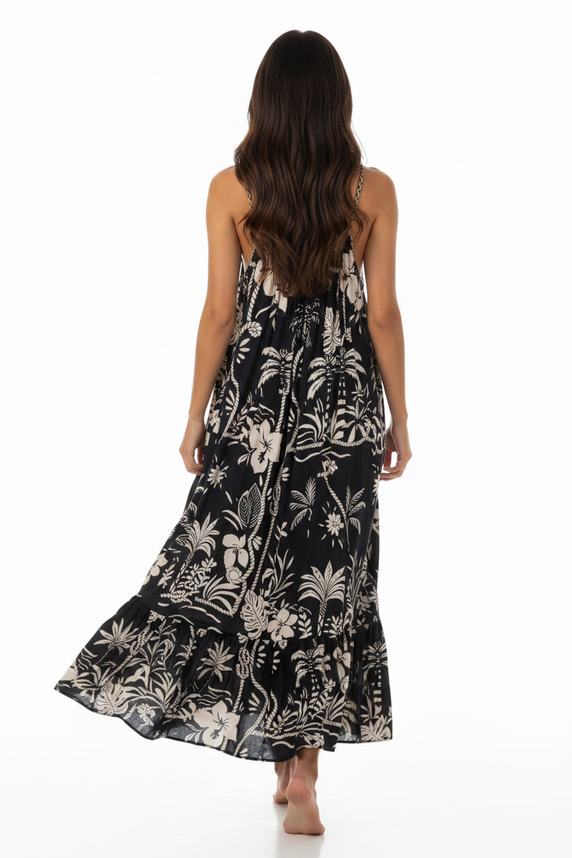 Maxi nero tropicale dietro