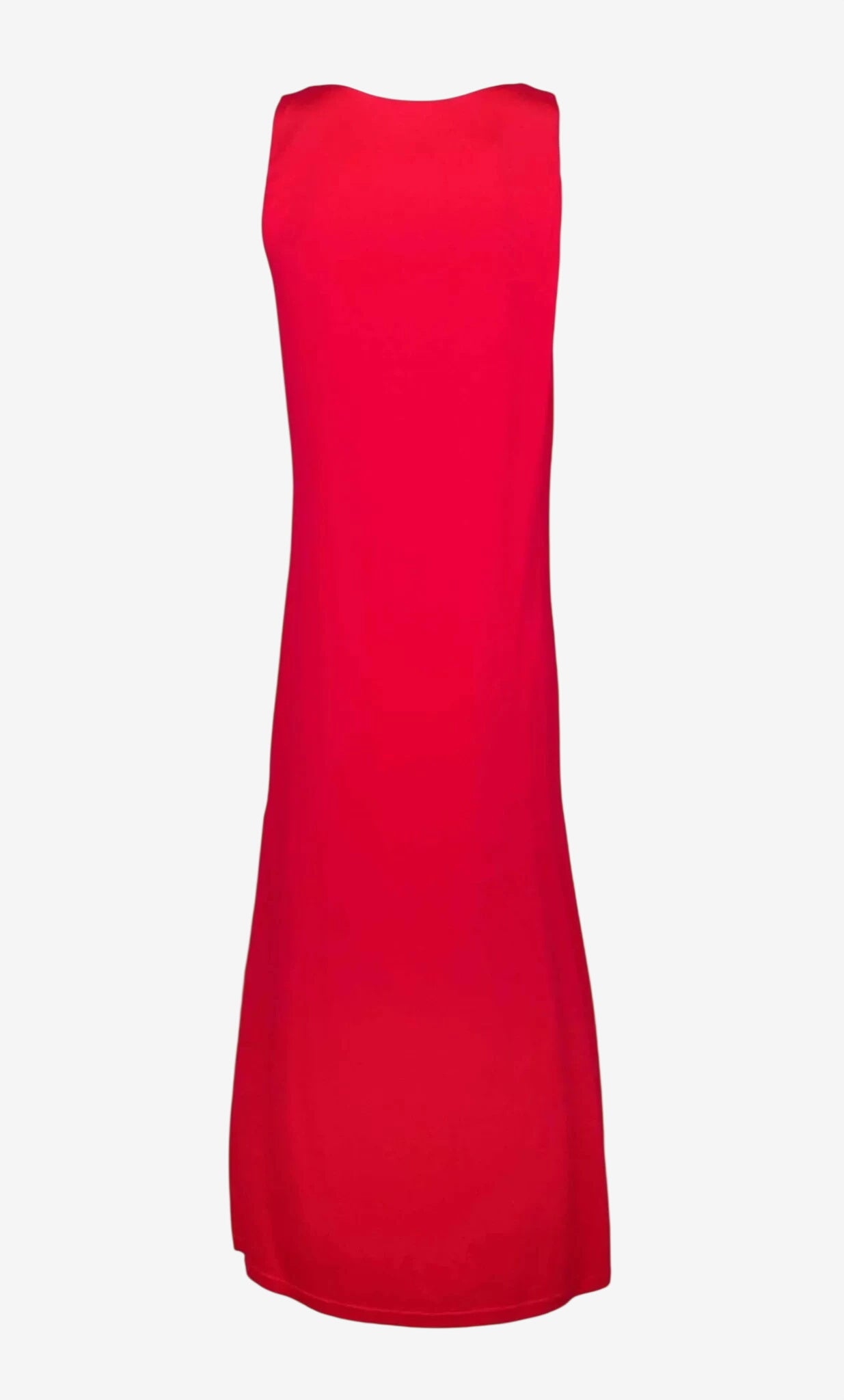 Abito lungo Roidal rosso senza maniche con scollo tondo e spacchi laterali.