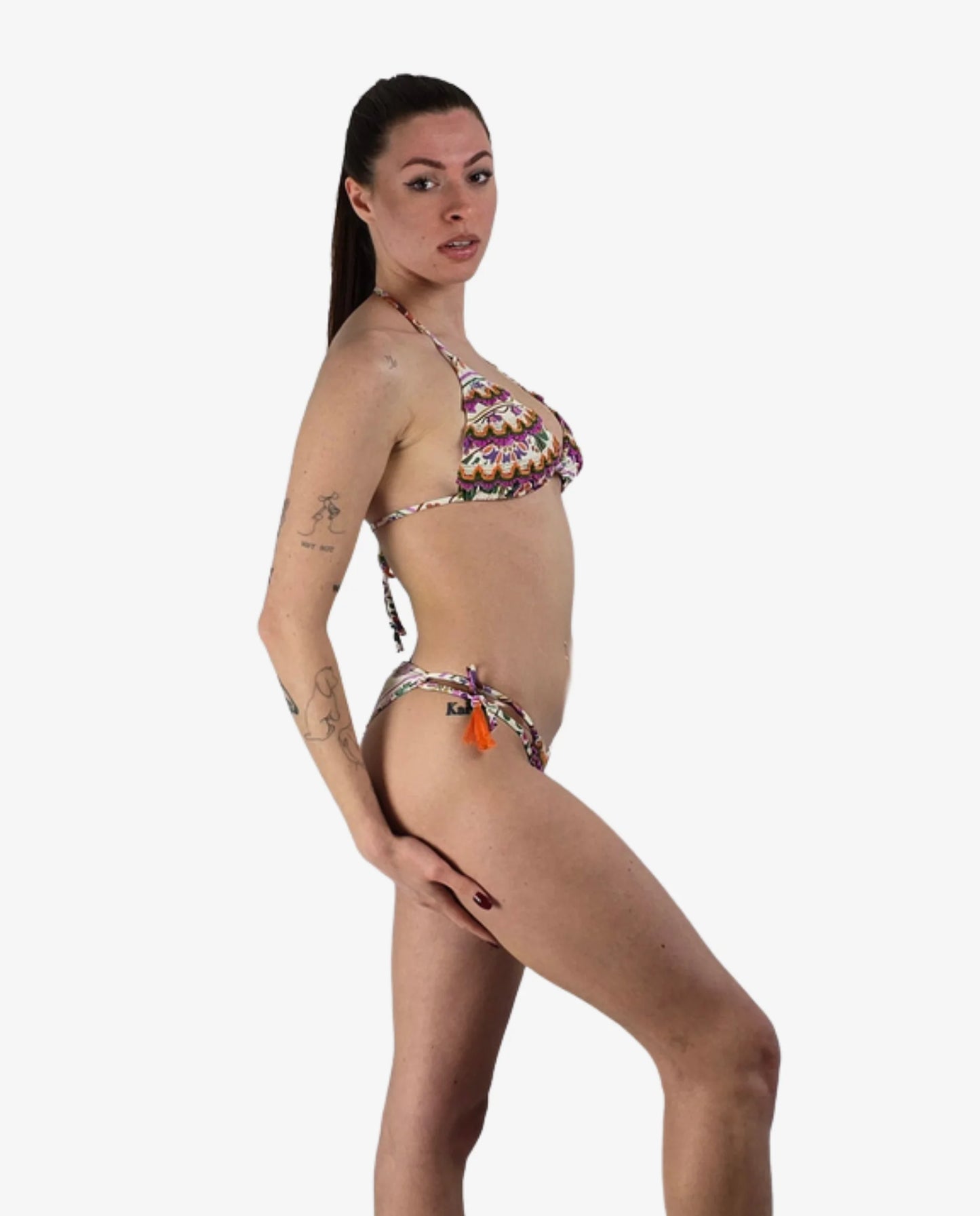 Bikini Triangolo Miss Bikini Fantasia Fiori Bianco
