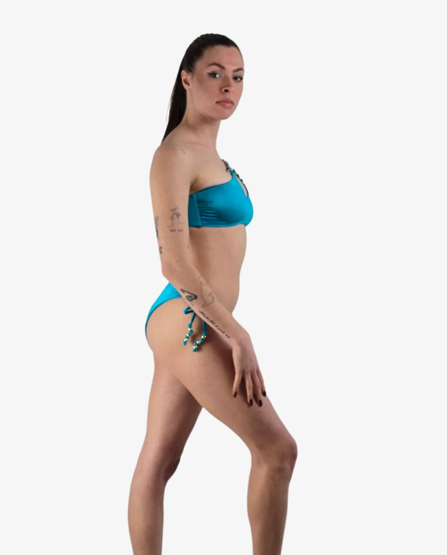 Bikini Monospalla Miss Bikini Rosso e Turchese