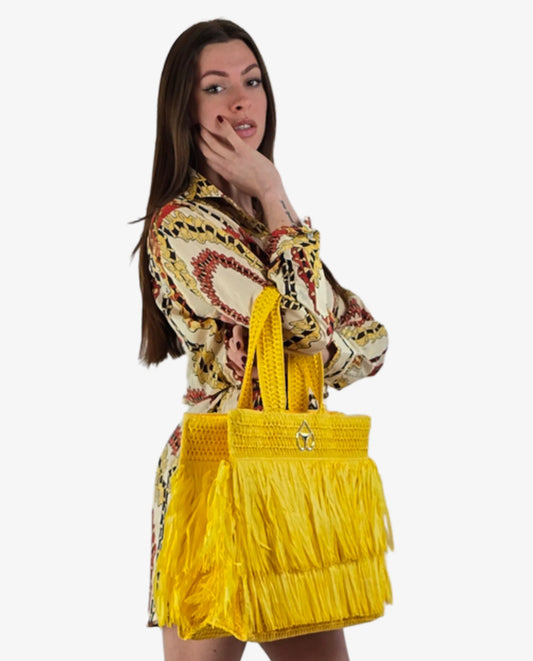 Borsa Miss Bikini Eco Rafia Giallo e Marrone