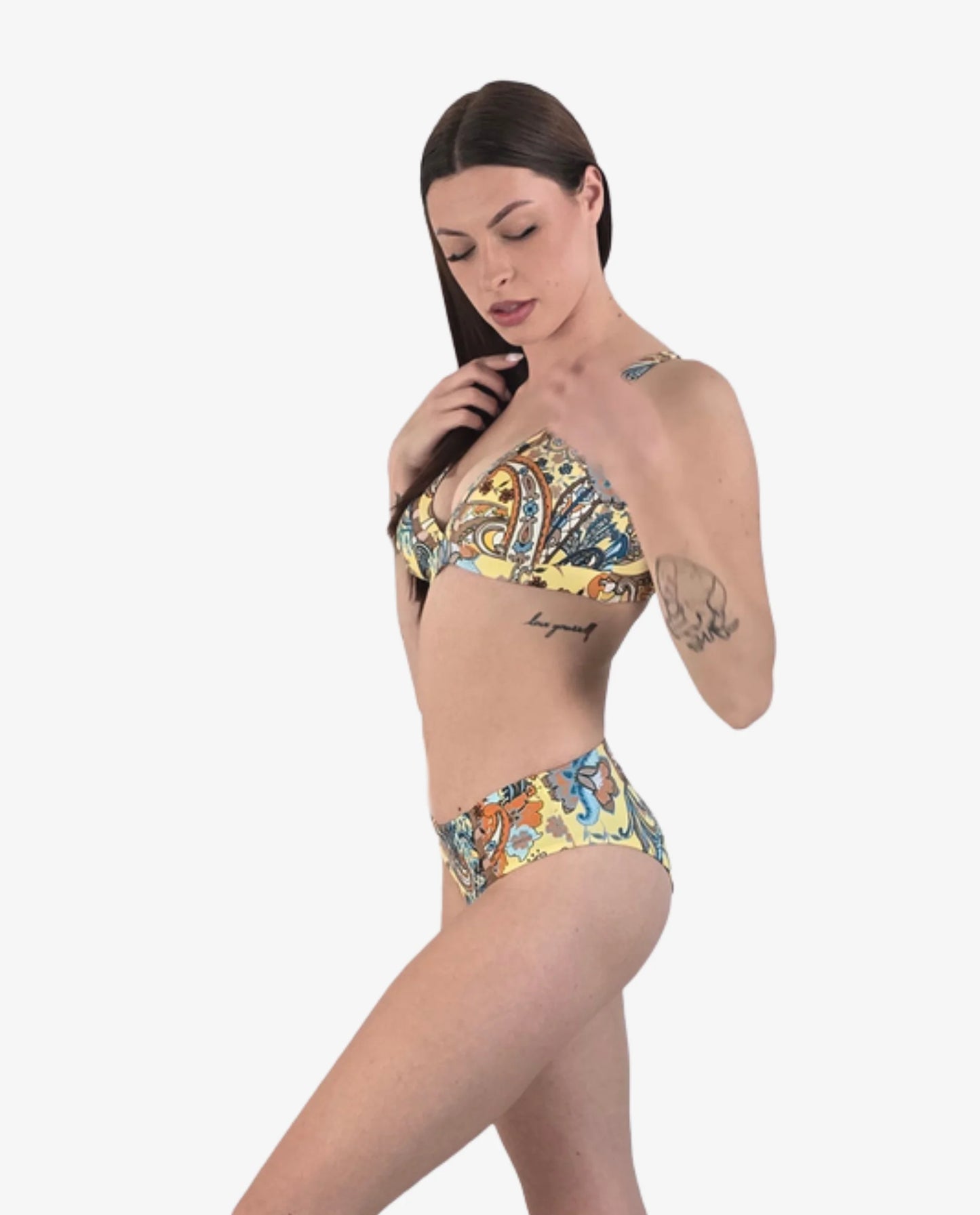 Bikini Triangolone Stampa Paisley Giallo – Marette