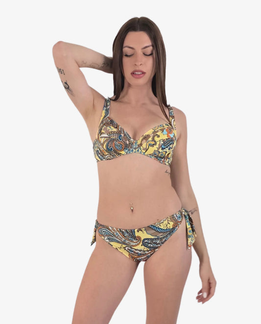 Bikini con Ferretto Stampa Paisley Giallo – Marette