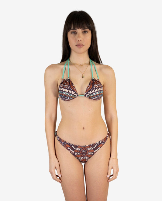 Bikini Triangolo Fantasia Etnica Moro e Acqua — 2Bekini