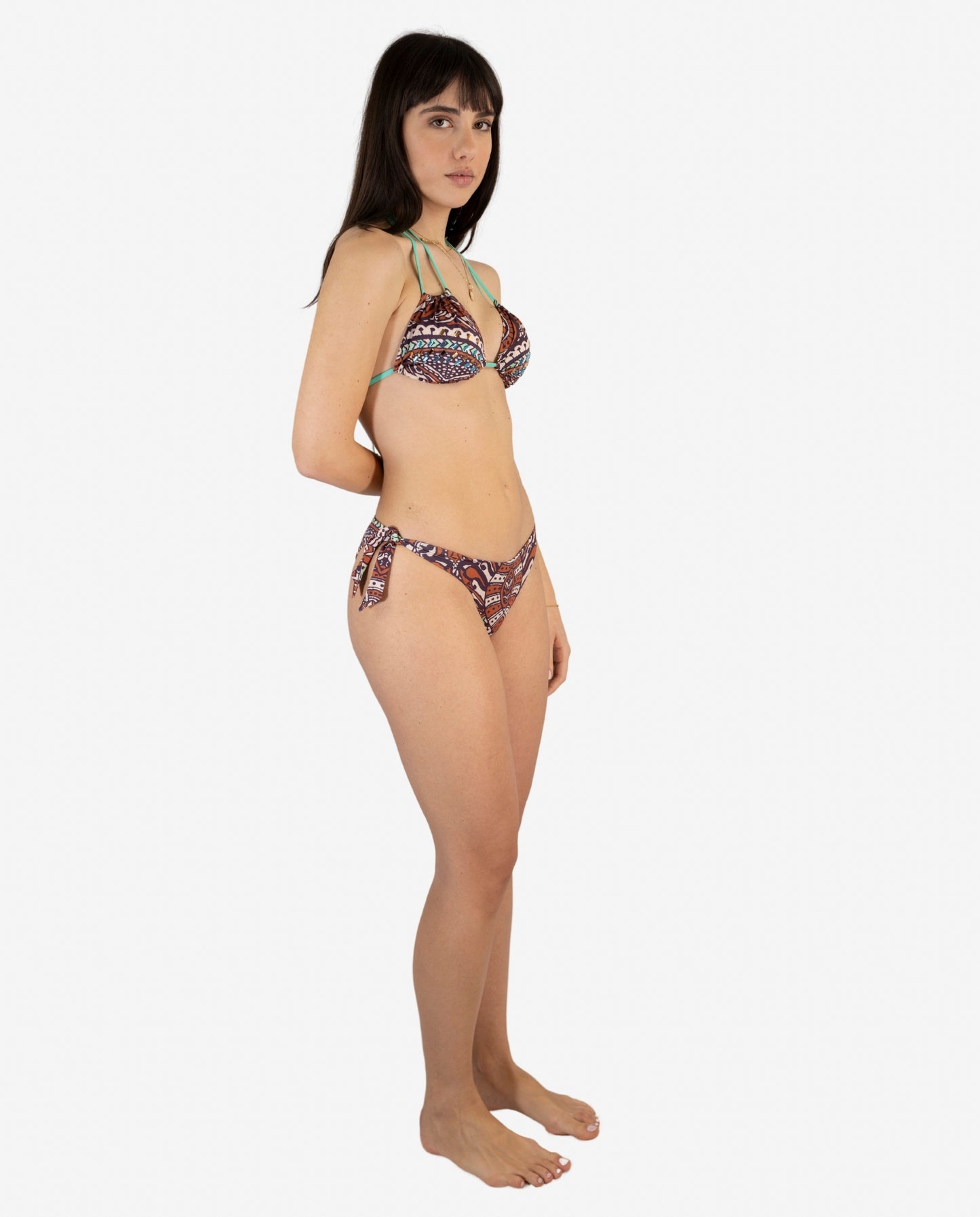 Bikini Triangolo Fantasia Etnica Moro e Acqua — 2Bekini