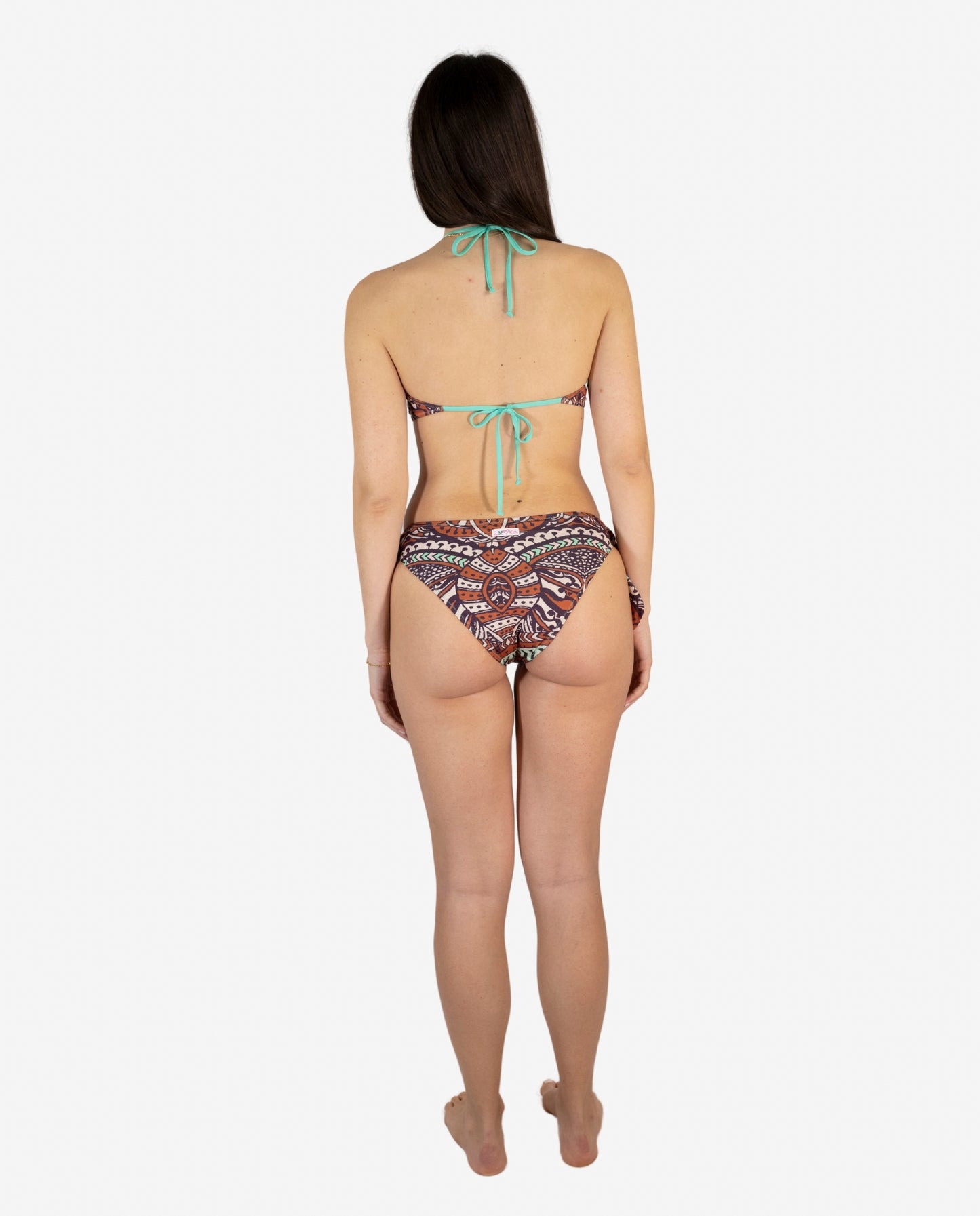 Bikini Triangolo Fantasia Etnica Moro e Acqua con Laccetti — 2Bekini