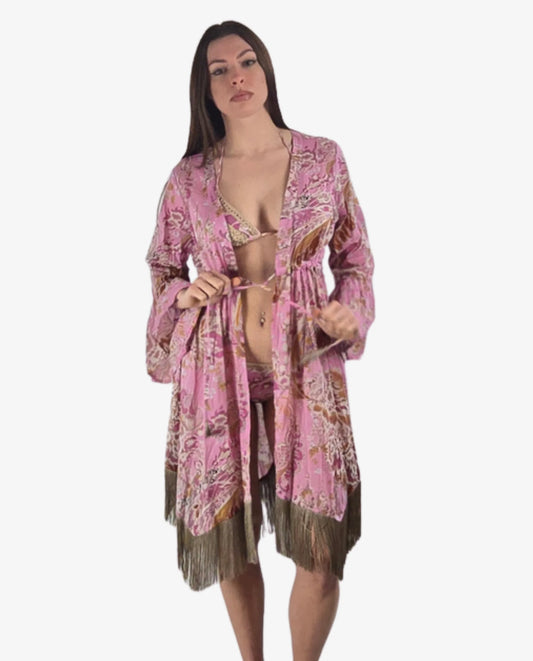 Kimono Corto Miss Bikini Fantasia Rosa