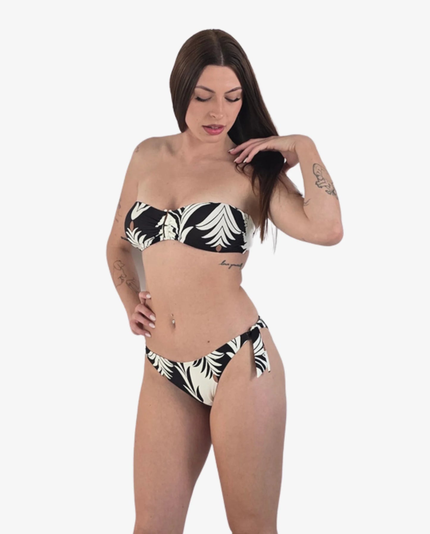 Bikini Fascia Stampa Sterlizia Nera con Cut-out – IU