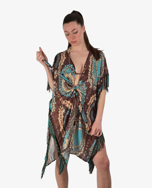 Kimono Corto Miss Bikini Fantasia Moro e Turchese