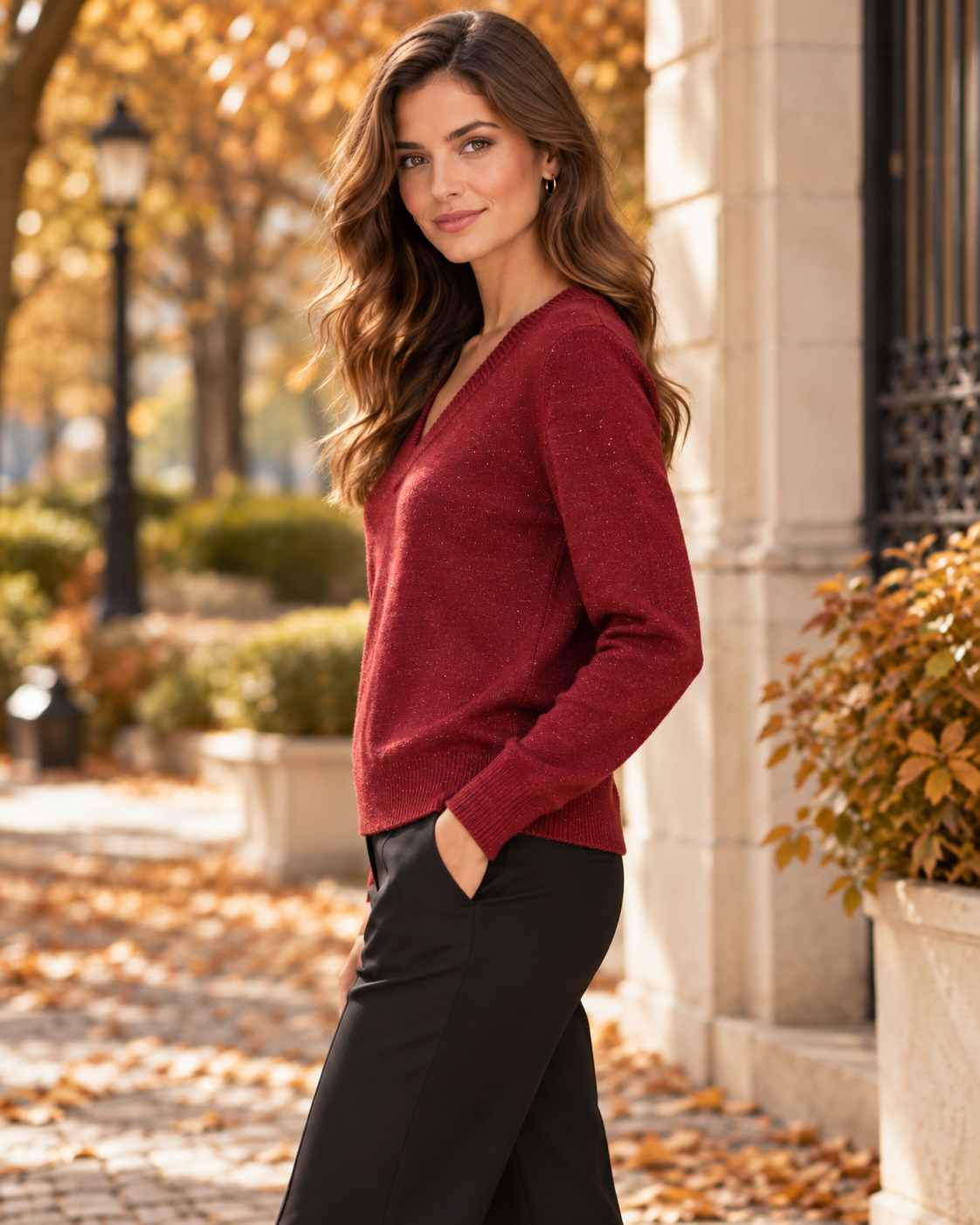 Pullover con Paillettes Borgogna Iconique