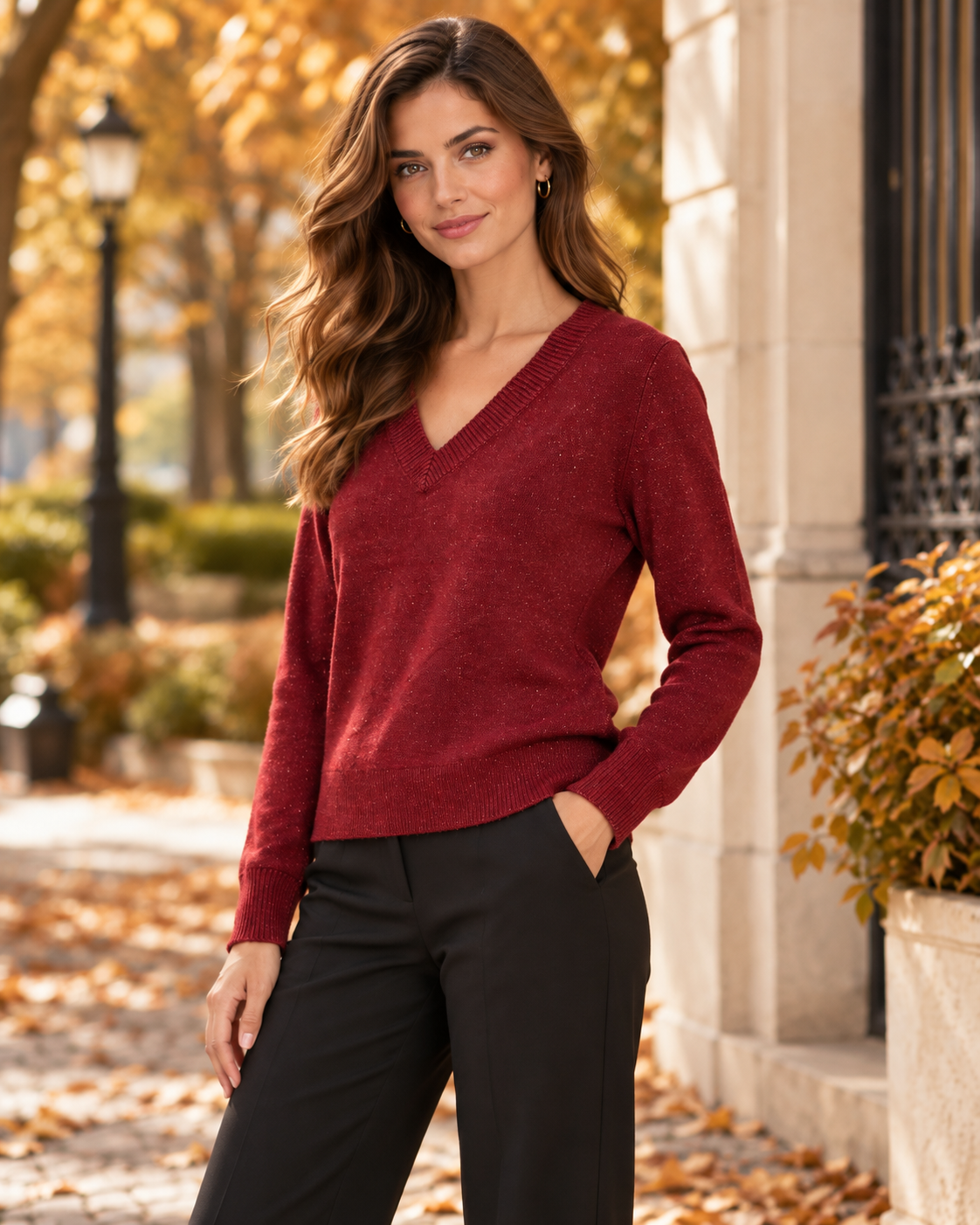 Pullover con Paillettes Borgogna Iconique