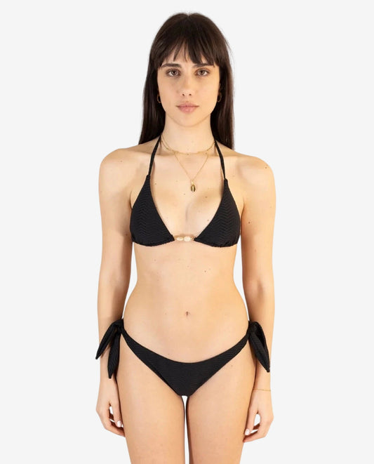 Bikini Triangolo Operato Nero/Avorio – Genius
