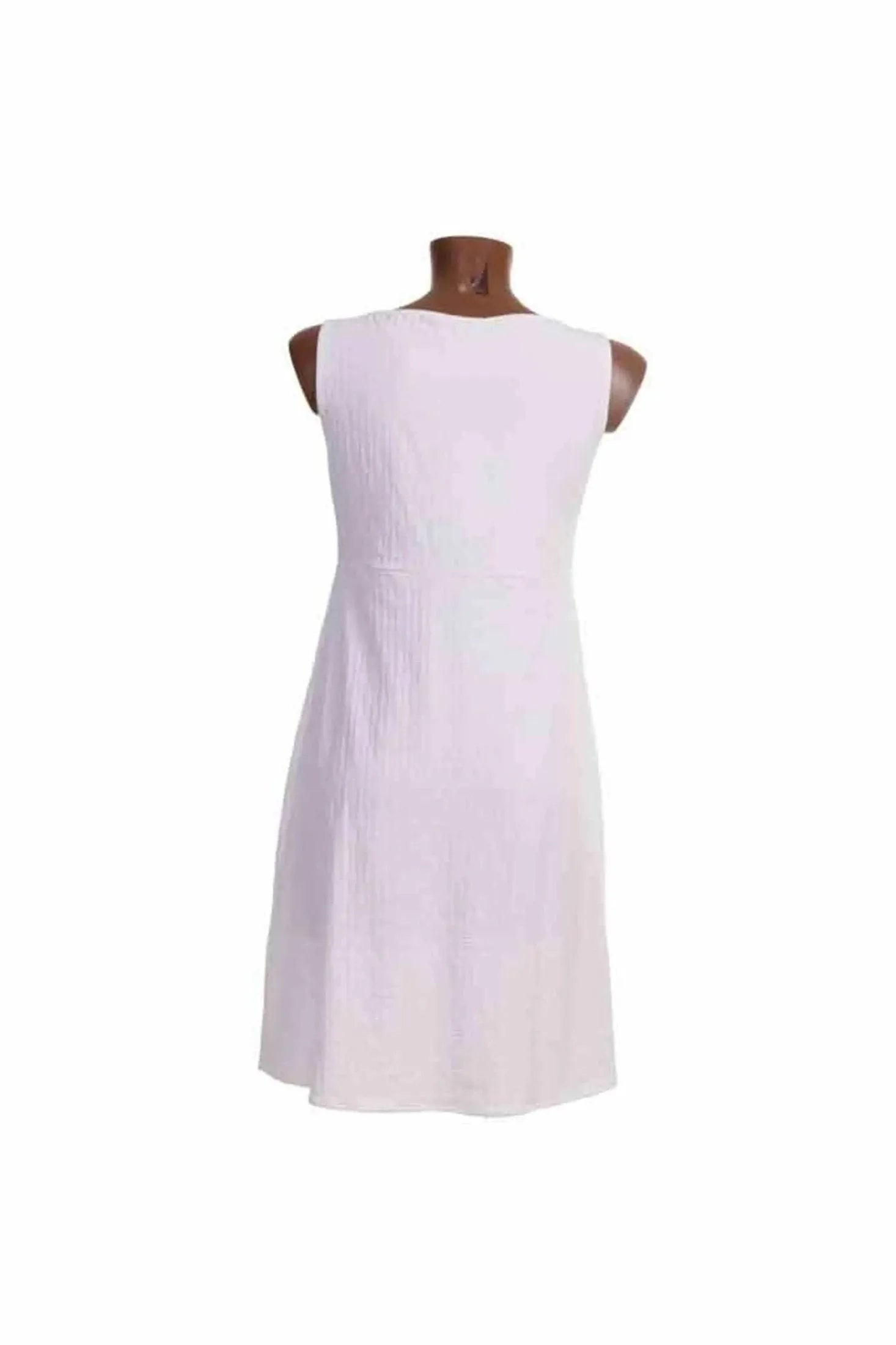 Abito midi Olivia Gold smanicato in lycra operata con linea svasata.