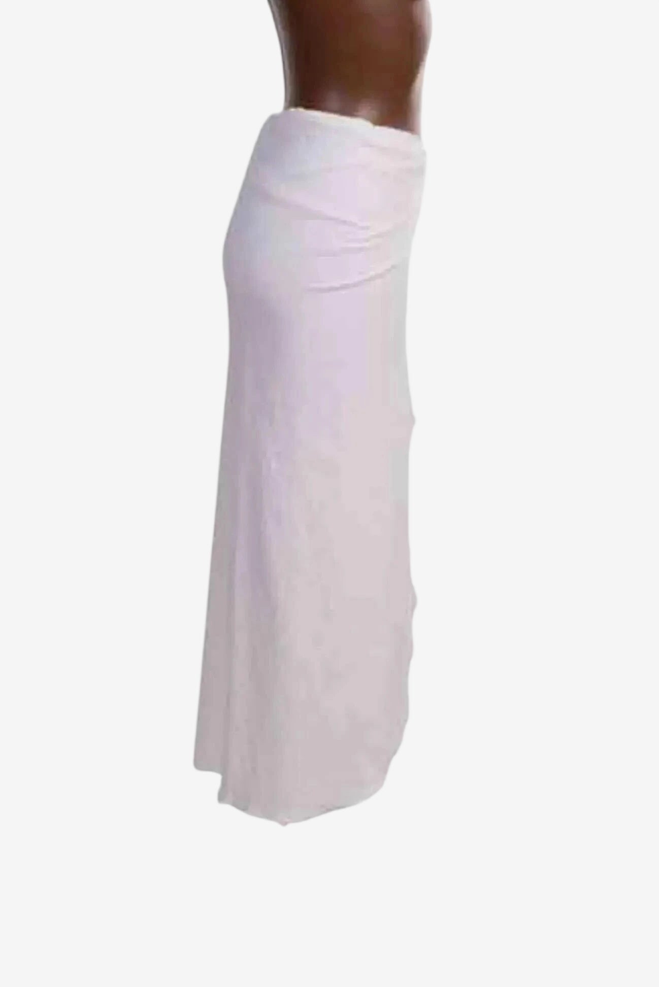 Gonna pareo midi in tessuto operato di colore bianco.