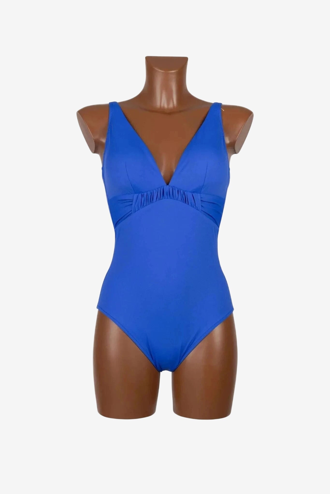 Costume intero Roidal blu cina con scollo a triangolo e dettaglio arricciato in vita.