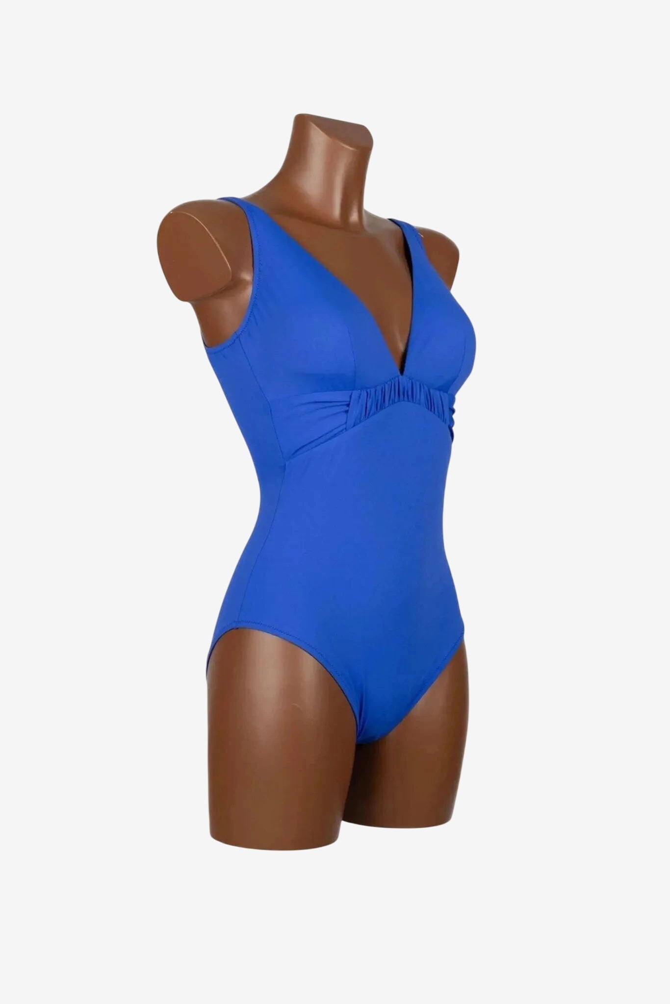 Costume intero Roidal blu cina con scollo a triangolo e dettaglio arricciato in vita.