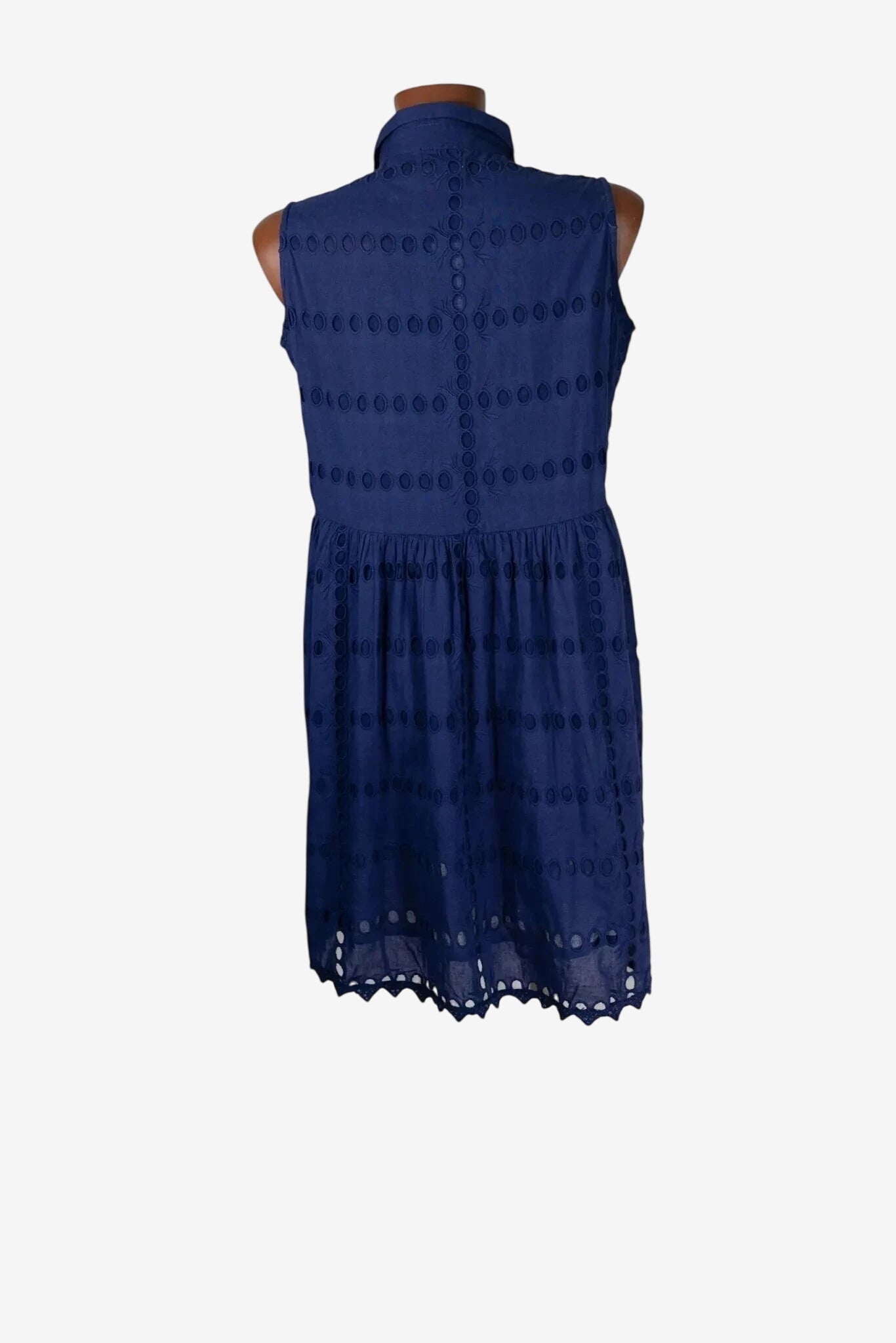 Camicione copricostume da donna Iconique blu in cotone con dettagli ricamati.