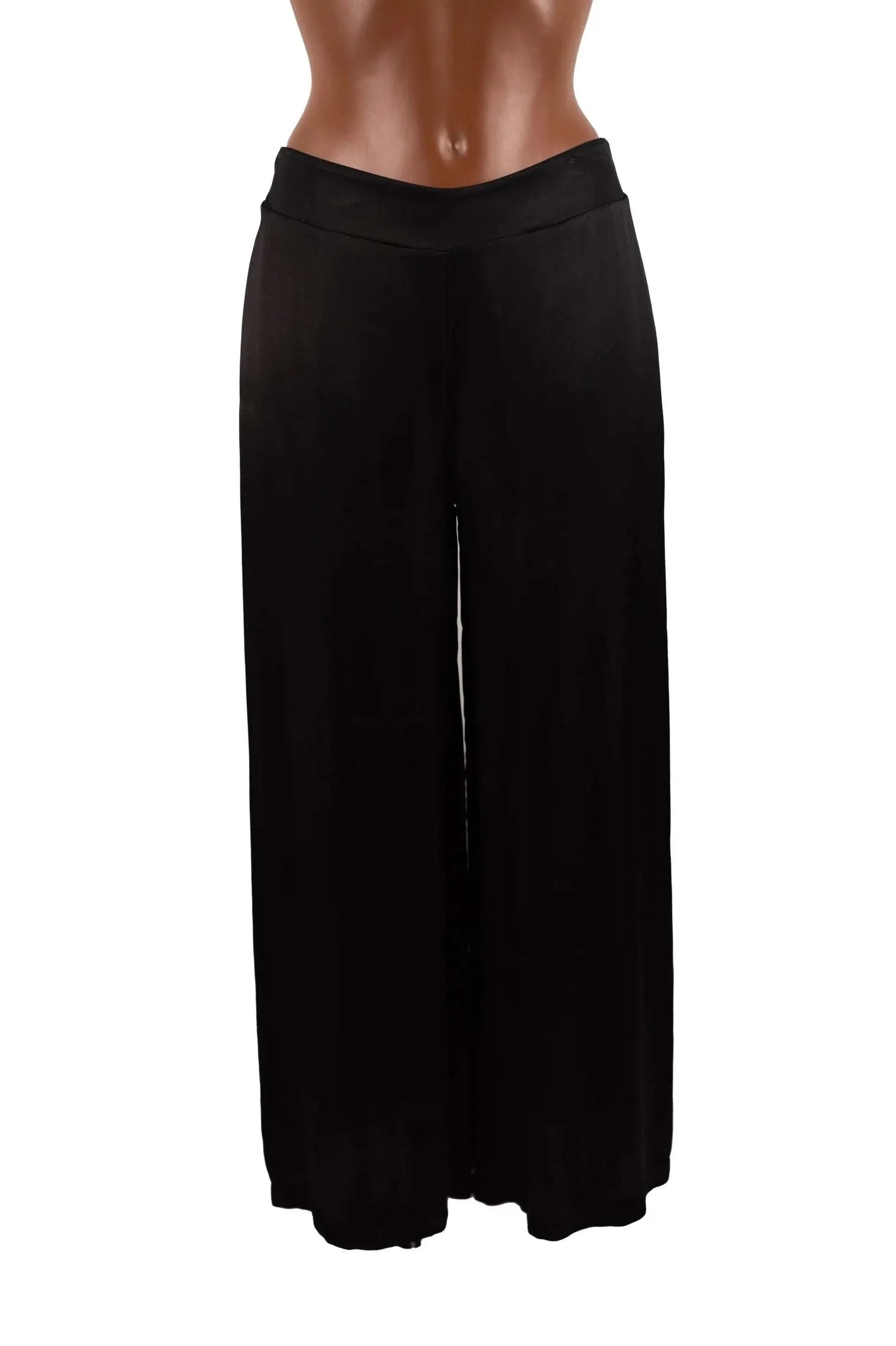 Pantalone palazzo nero in viscosa dal taglio ampio e fluido.