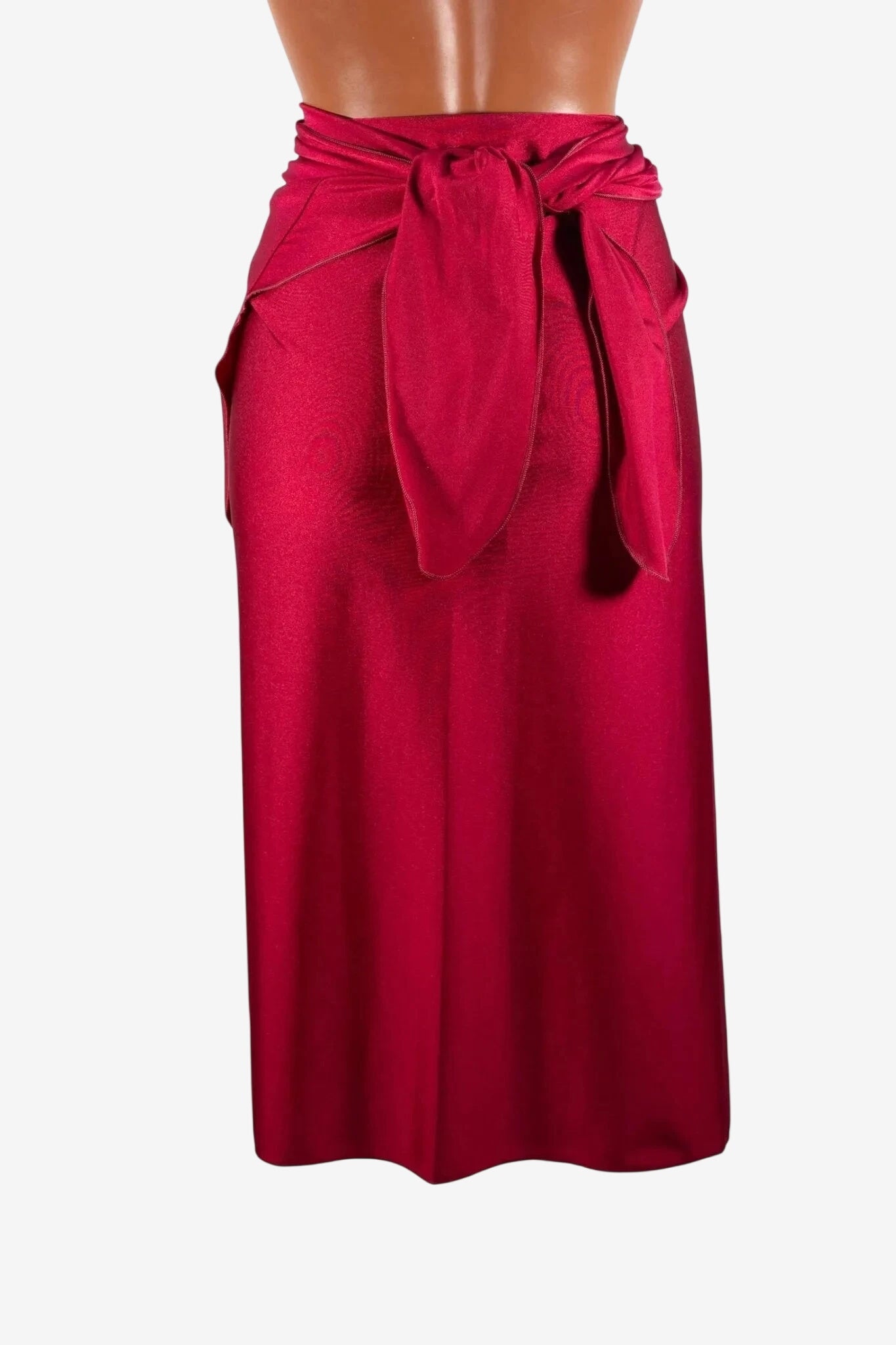 Pareo donna elasticizzato color granata con chiusura a nodo in vita.