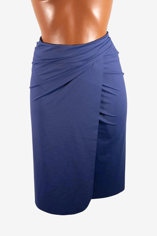Pareo donna Marette blu elasticizzato con design a portafoglio.