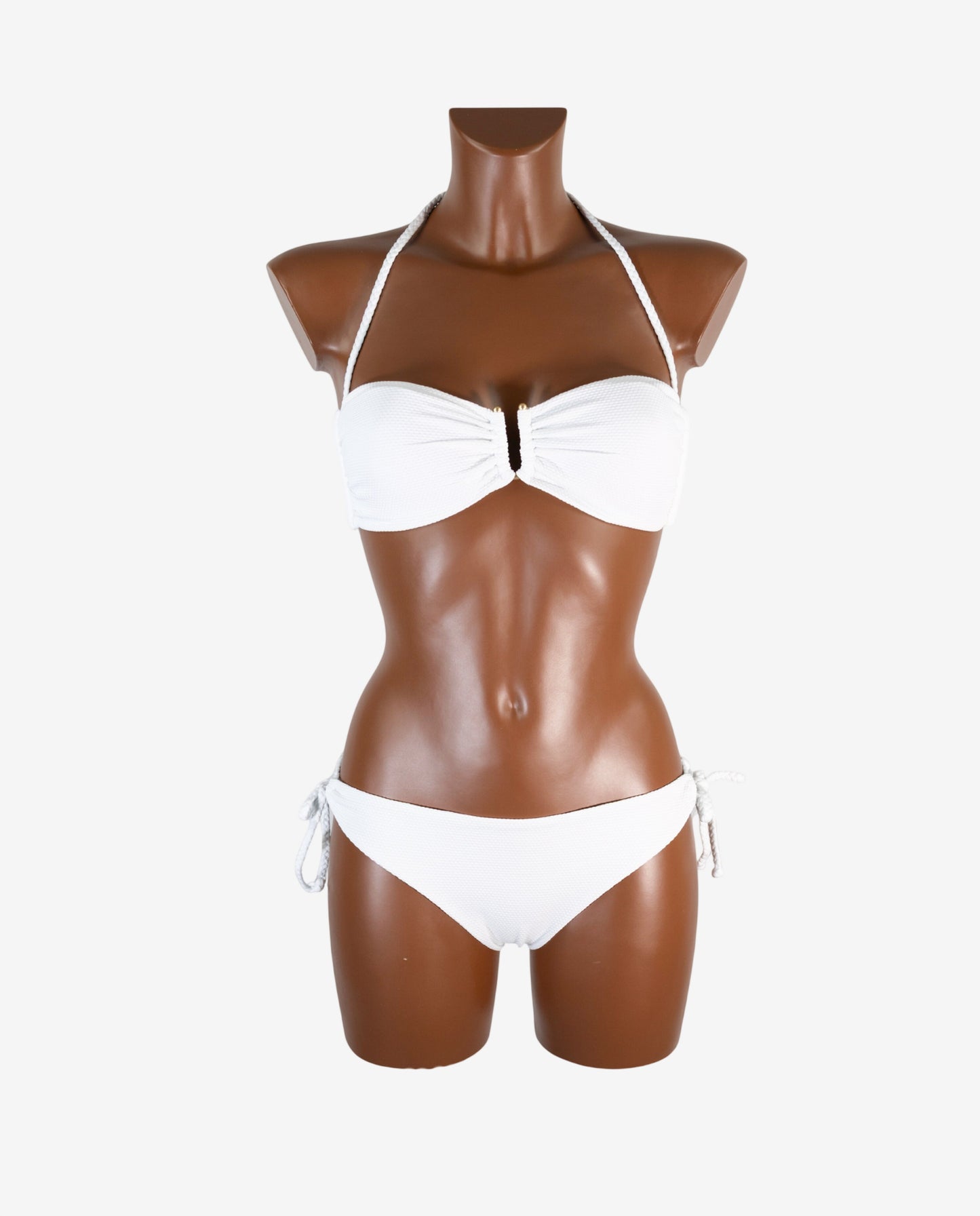 Bikini Fascia Bandeau Bianco Nido d’Ape con Ferretto — Marina Abagnale