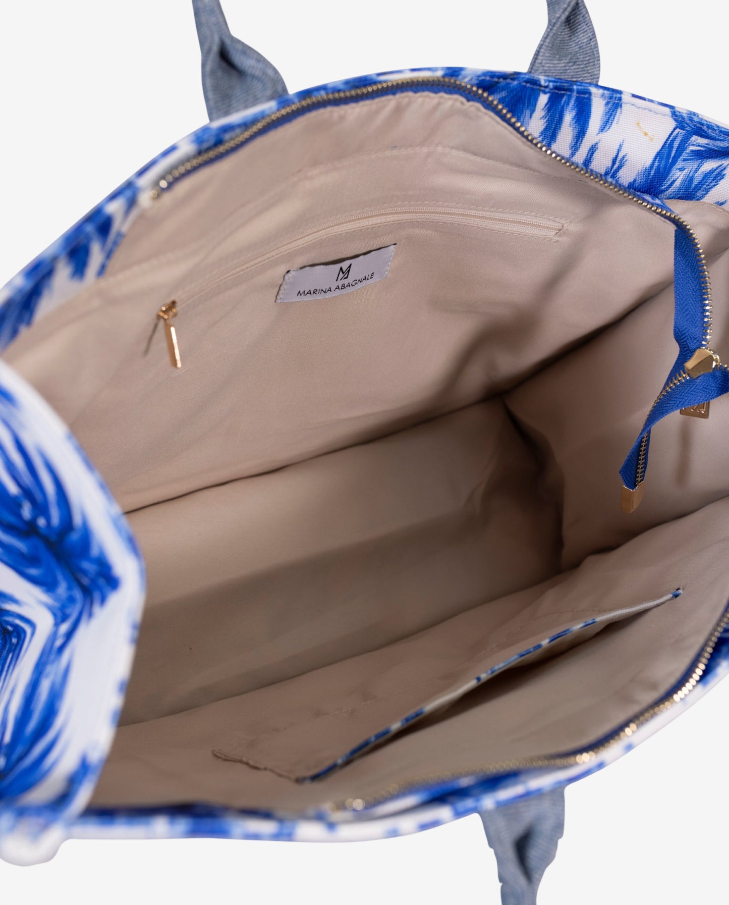 Borsa Tote Fantasia Palme Azzurra — Marina Abagnale