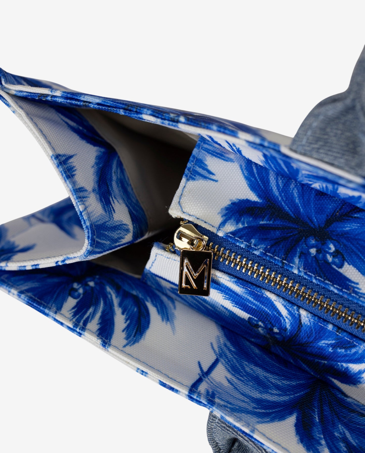 Borsa Tote Fantasia Palme Azzurra — Marina Abagnale