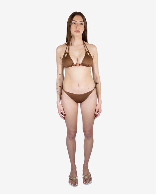 Bikini Triangolo Marrone con Accessorio – Otro Amor