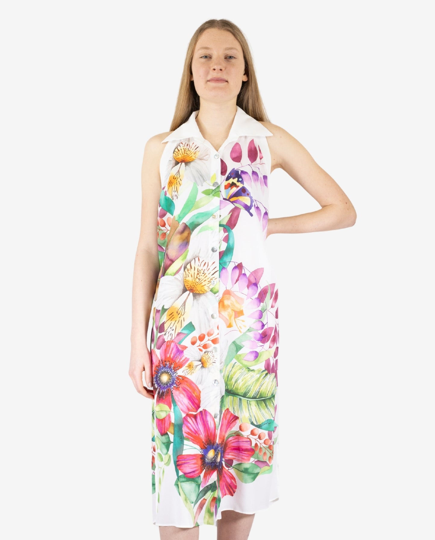 Chemisier Midi Stampa Floreale Botanica