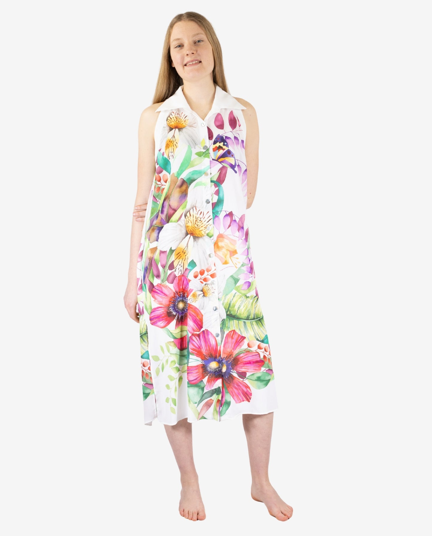 Chemisier Midi Stampa Floreale Botanica