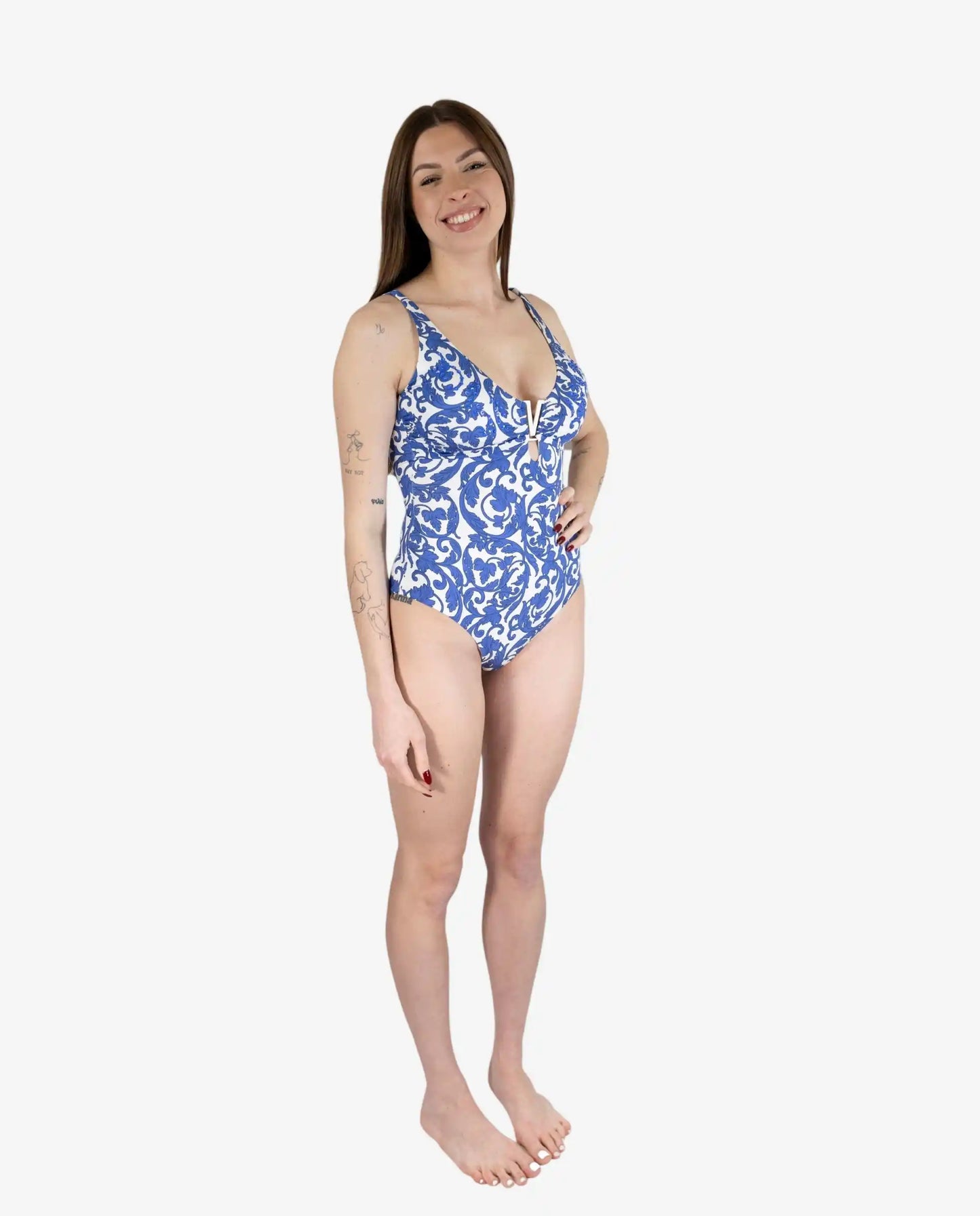 Costume Intero Stampa Maiolica Blu – Vacanze Italiane