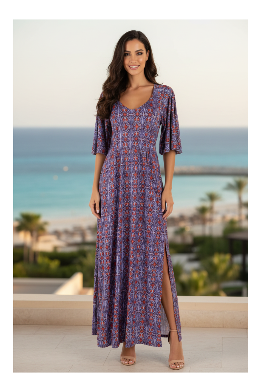 Abito lungo avio rosso - editorial beach