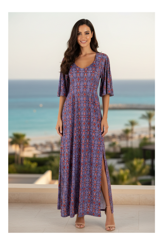 Abito lungo avio rosso - editorial beach