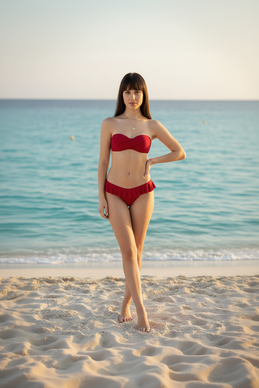 Bikini balconette Genius rosso o acqua.