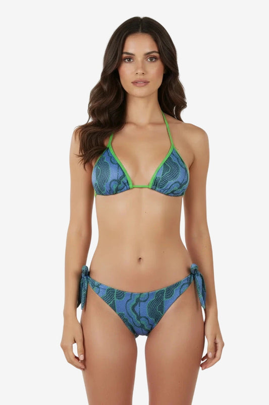 Bikini Triangolo Lurex Blu/Acqua – Otro Amor