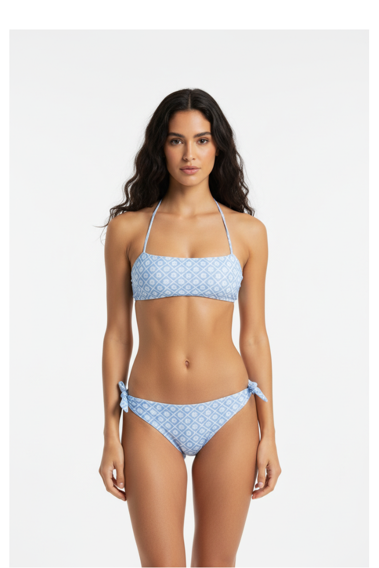 Bikini azzurro geometrico fronte