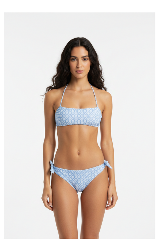 Bikini azzurro geometrico fronte