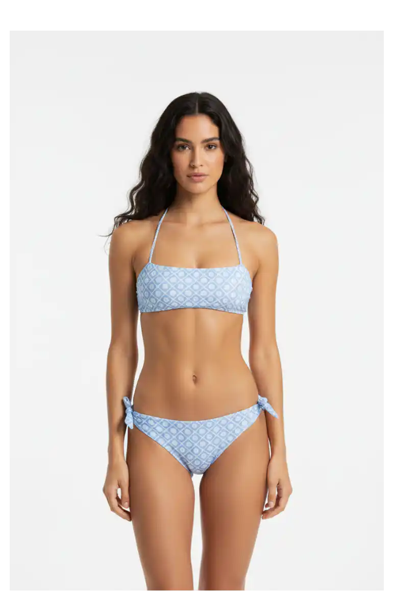 Bikini azzurro geometrico fronte