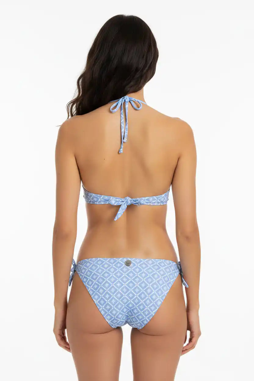 Bikini azzurro geometrico retro