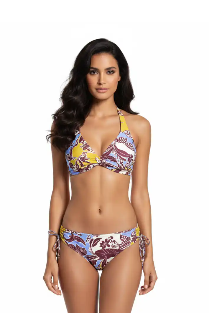 Bikini Triangolo Grande Stampa Barocca Multicolor