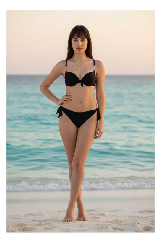 Bikini push-up Genius nero o avorio, tessuto operato.